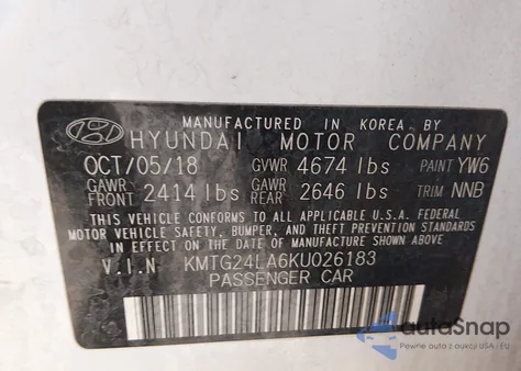 2019 Genesis G70 2.0T Sport из США, поврежденный, VIN KMTG24LA6KU026183